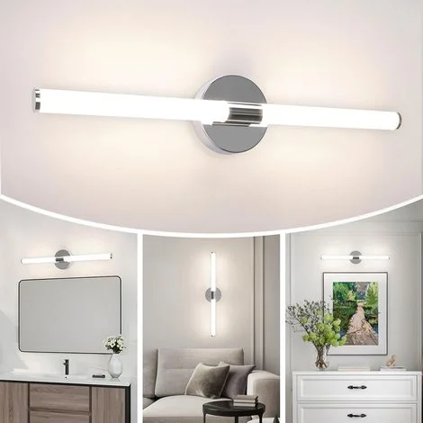 GBLY Lampada da Specchio per Bagno Applique LED - Lampada da Bagno 8W Applique da Bagno 60CM Lampada da Parete 4000K Bianco Neutro Moderna Impermeabile IP44 Lampada da Bagno Cromata