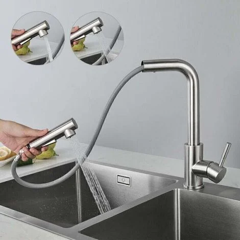 Miscelatore da cucina con doccetta estraibile, rubinetto da cucina girevole a 360°