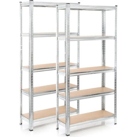 Wiltec Set 2x scaffali a incastro per carichi pesanti 180x90x30cm Max 875kg l’uno Acciaio 5 ripiani