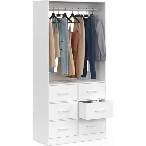 Armadio UPPAH lungo 80 cm con 6 contenitori in tessuto bianco