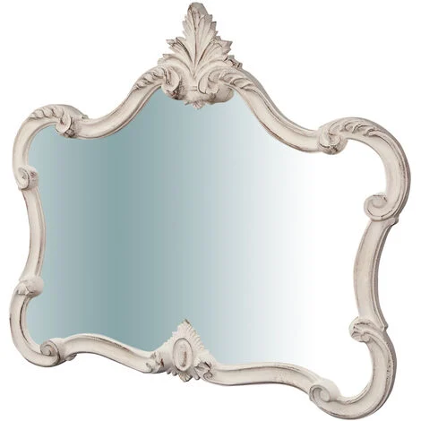 Specchiera da parete in legno finitura bianco anticatoL71XPR5XH82 cm Made in Italy
