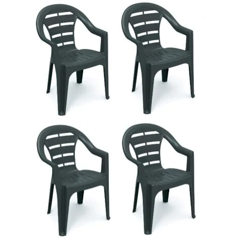 SET 4 SEDIE DA GIARDINO MOYO IN POLIPROPILENE COLORE ANTRACITE 54 X 56 X 81 CM