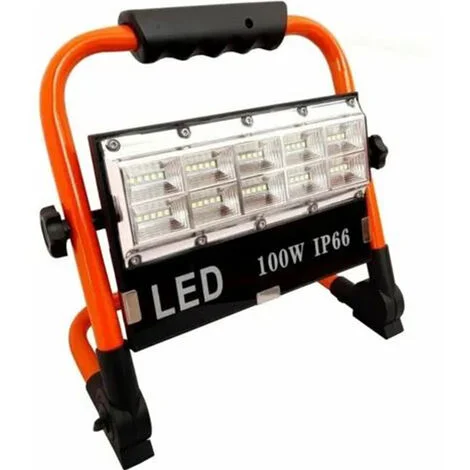 Faro LED 100W Portatile Pieghevole Ricaricabile Luce Fredda Cantiere Lavoro IP66