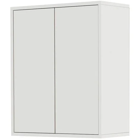 Pensile bagno 60 cm bianco lucido linea Way 2 ante apertura push