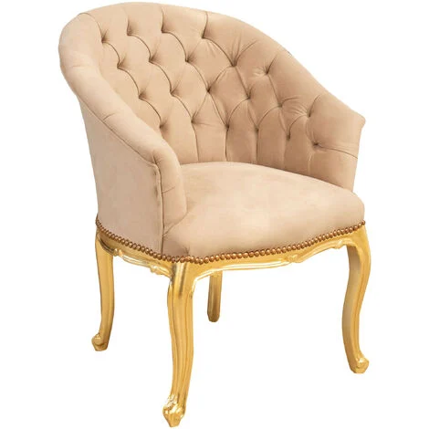 Poltrona imbottita con braccioli Poltroncina ingresso Sedia in legno imbottita soggiorno Poltrona camera da letto Stile francese