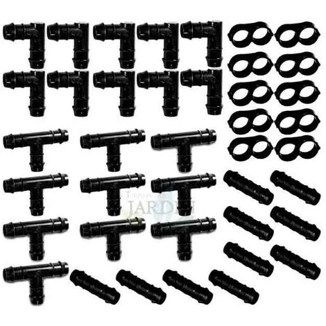 Set di Irrigazione a goccia da 16 mm: 10 T, 10 Curve, 10 Giunzioni e 10 Riduttori