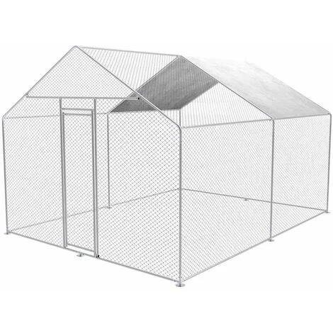 Gabbia per polli da esterno 3x4x2,5m pollaio acciaio zincato Zipper zi-cr342