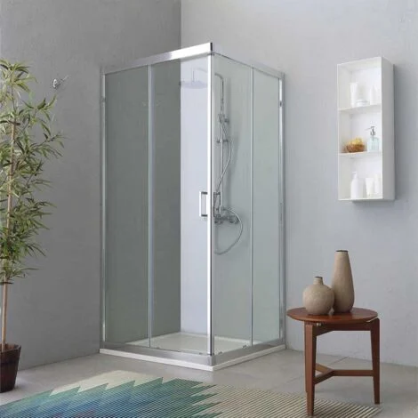 Box Doccia Ad Angolo 70X90 Reversibile Profili Moderni Cristallo 6MmFly