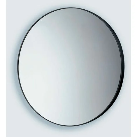 Specchio Bagno Rotondo 60Cm Con Cornice In Resina Termoplastica Nera