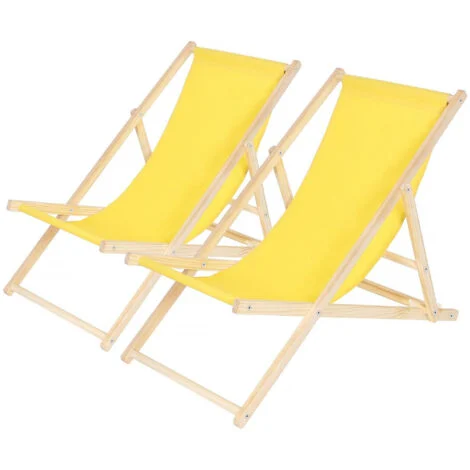 Set di 2 sedie a sdraio in legno "Chilean" - 107 x 56.5 x 81 cm - Giallo