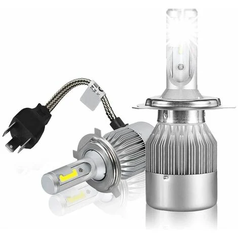 Lampade Auto H4 60w Luce Fredda Coppia Lampadine Ricambio Ventola Raffreddamento