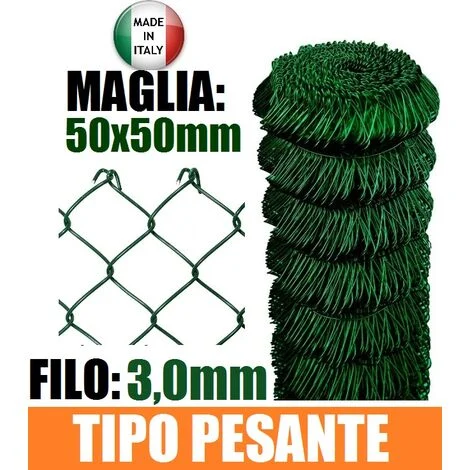 25mt-ROTOLO RETE METALLICA ZINCATA PLASTIFICATA "MAGLIA SCIOLTA"-TIPO PESANTE - H 175 cm