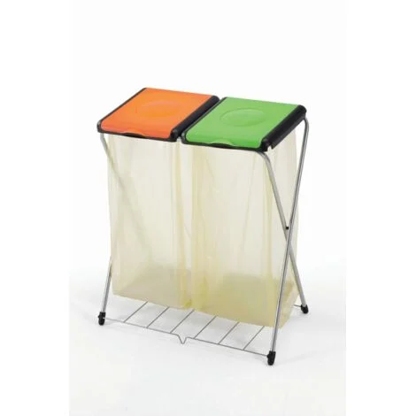 Pattumiera gimi-duo con griglia e due coperchi cm72x40x82hcornice e coperchi in resina