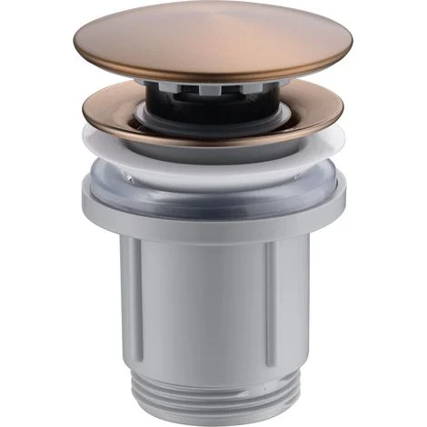 IMEX Valvola scarico click-clack in PVC oro rosa spazzolato corpo in PVC e coperchio acciaio compatibile lavabi e bidet con-senza troppopieno filettatura 1-4 apertura chiusura 20000 cicli - Imex-