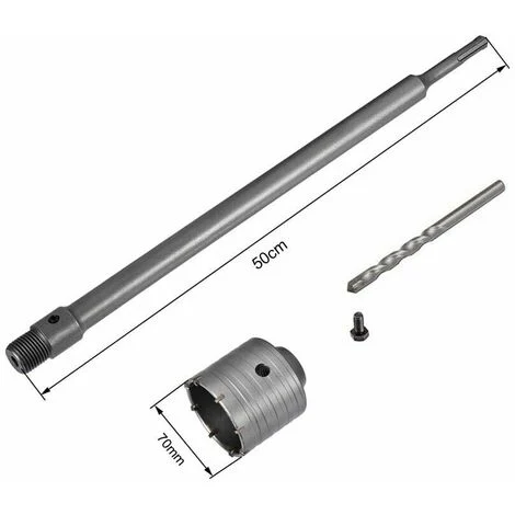 Fresa A Tazza 70 Mm Asta Prolunga 50 . Cm Per Trapano Attacco Sds Plus