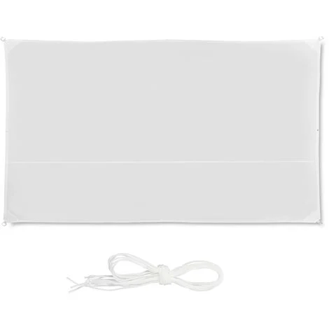 Tenda da sole rettangolare Relaxdays, idrorepellente e UV, con corde, per terrazza/balcone, 2 x 4 m, bianca