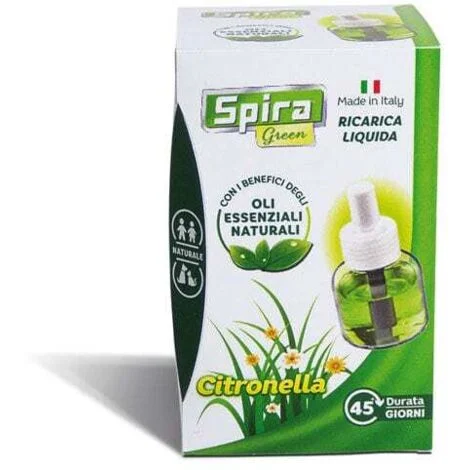 Spira Green Flaconcino Ricambio Insetticida Liquido agli Olii Essenziali per Elettroemanatori Vaporizzatori