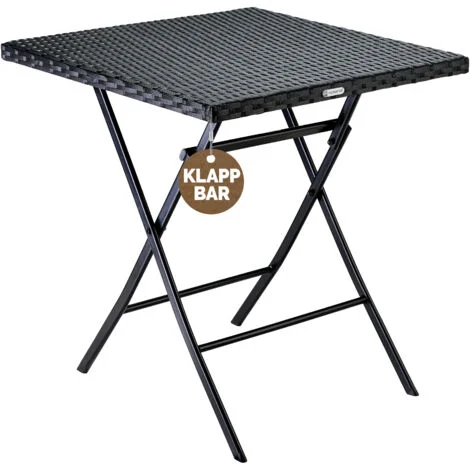 Casaria Tavolo pieghevole Roma in polyrattan da Balcone 63x63x73 cm Tavolino d' appoggio richiudibile nero