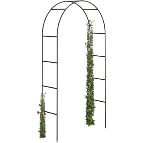 Relaxdays Arco per Rose Rampicanti, 240x140x38 cm, Struttura Resistente alle Intemperie, Design Romantico, Verde Scuro