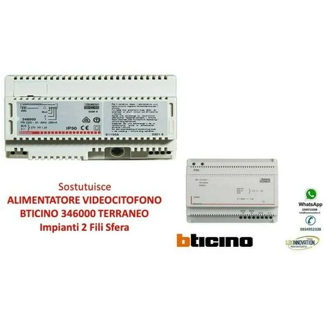 ALIMENTATORE VIDEOCITOFONO BTICINOSOSTITUISCE 346000 TERRANEO Impianti 2 Fili Sfera