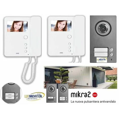 Kit Videocitofono VILLA BIFAMILIARE URMET 1784/762 CON PULSANTIERA MIKRA2 ZAMA