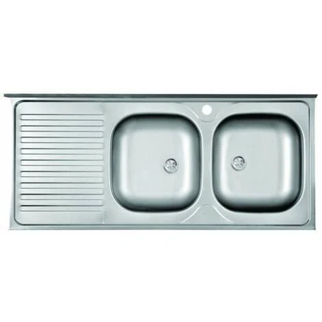 Lavello Cucina in Acciaio Satinato con Doppia Vasca e Gocciolatoio SX - 120x50 cm