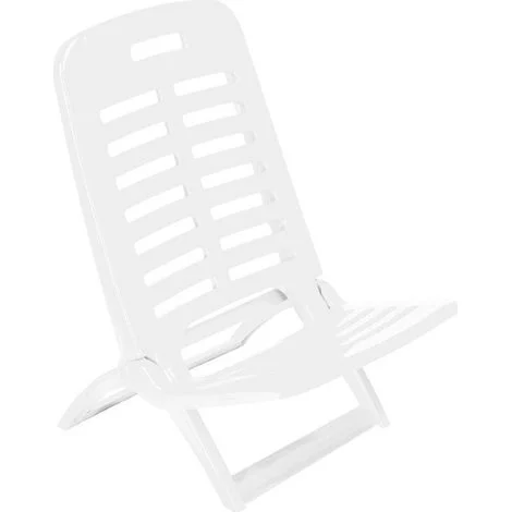 TrAdE Shop Traesio - Sedia Pieghevole Sdraio Da Spiaggia Mare Spiaggina Leggera Portatile Colorata Relax - Bianco