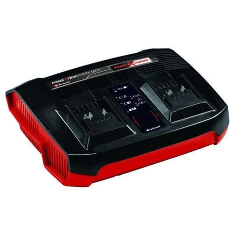 Caricabatteria Einhell Power-X-Twincharger carica 2 batterie contemporaneamente