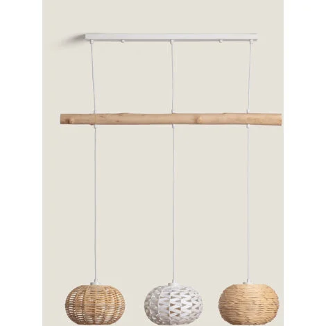 Lampada a Sospensione Rattan e Legno LinfenNaturale