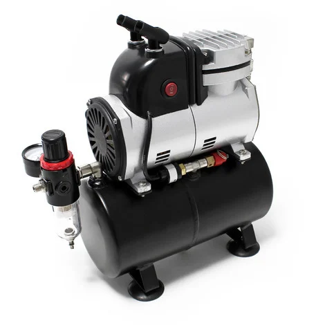Wiltec Compressore per aerografo AF189, monocilindro con serbatoio aria e pressione massima di 6 bar