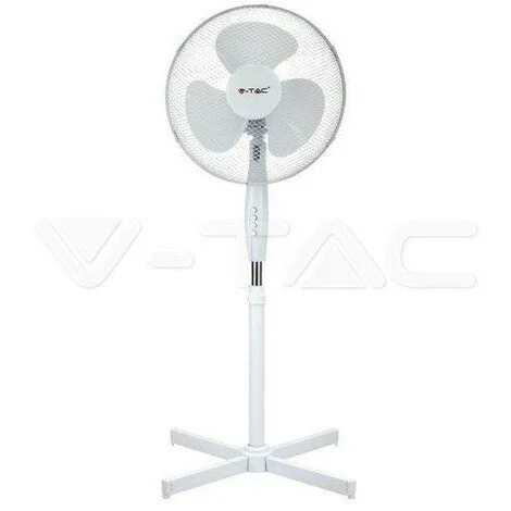 V-TAC VT-4016-3 VENTILATORE A PIANTANA 40W 3 PALE IN PLASTICA COLORE BIANCO ALTEZZA 1200MM - SKU 7922
