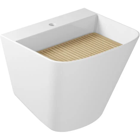 Lavatoio MEG11 monoforo cm. 55x47 in ceramica bianco lucido di