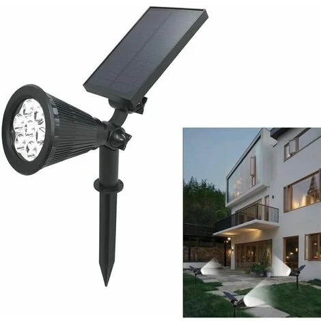 Faro 7 Led Pannello Solare . Ricaricabile Picchetto Faretto Luce Bianca Giardino