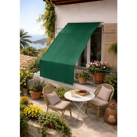 Tenda da Sole Cotone 140x350 Verde Lavabile Anelli Ganci Sacchetto