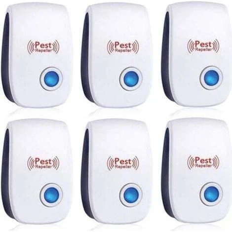 Set di 6 repellenti per insetti a ultrasuoni per scarafaggi, formiche, topi, cimici dei letti, ratti, roditori, zanzare, ragni, per casa, ufficio, magazzino e hotel.