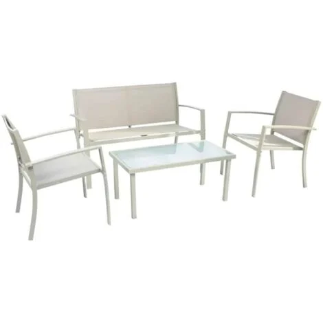 SET 4 PZ SALOTTO SALOTTINO DA GIARDINO ESTERNO DIVANO DIVANETTO POLTRONE TAVOLINO TORTORA