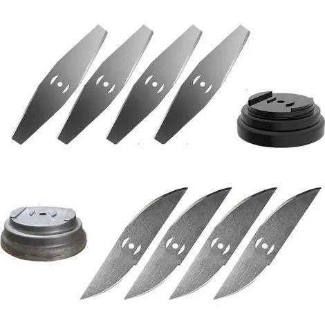 Lama per tosaerba, lama in metallo, lama per decespugliatore, lama di ricambio senza fili, tosaerba da giardino, solo 8 lame incluse, con base per lame, per accessori da giardino