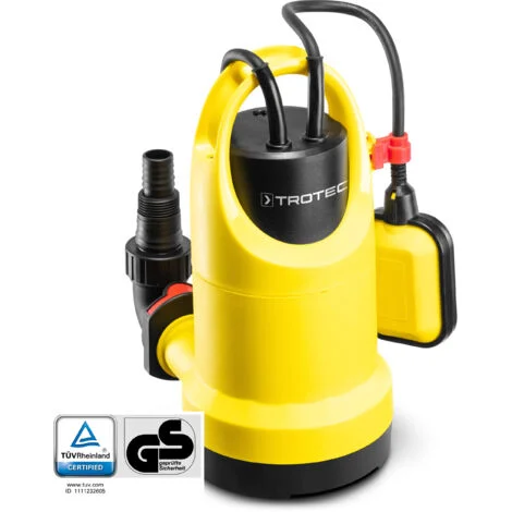 TROTEC Pompa sommersa TWP 7506 E – pompa per acque chiare – portata 1300 l/h, profondità di immersione max. 7 m, dispositivo antiriflusso, IP8X, collegamento semplice del tubo
