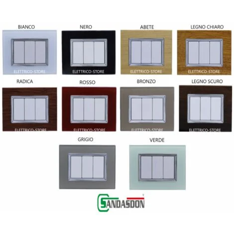 Placca Elegance 3M 4M 6M Compatibile Bticino Matix Nero,4 POSTI