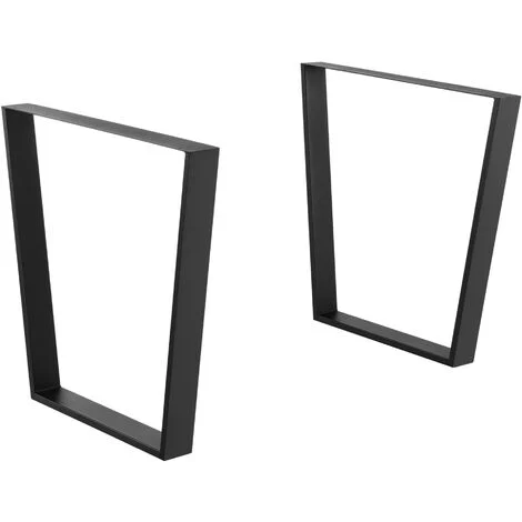 Set di 2 Gambe in Acciaio per Tavolo/Scrivania Fai da Te - (LxA) 55-75 x 72 cm 2 Gambe di Forma Trapezoidale - Nero Opaco