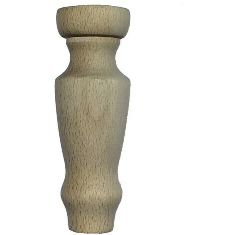Piede in legno di faggio grezzo per mobili ø 52 x h 150 mm - cod 50044