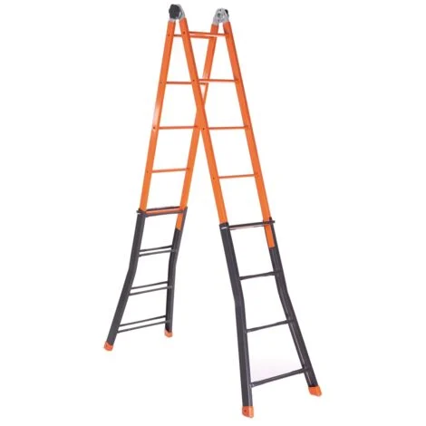 Scala in acciaio telescopica gradini 4+5 h max 4,40 mt trasformabile allungabile
