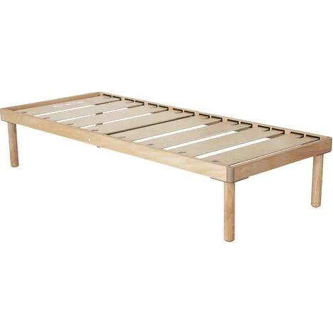 EVERGREENWEB - Rete in Legno Piazza e Mezzo a doghe 120x190 cm Smontabile in Kit 8 doghe in faggio Naturale Ortopedica - Base Letto o Materasso - Struttura Rinforzata 4 Gambe Smontabili - Orange Kit