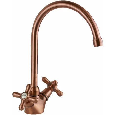 Rubinetto cucina in colore rame antico doppia maniglia Gattoni 5692/RER0Rame Antico
