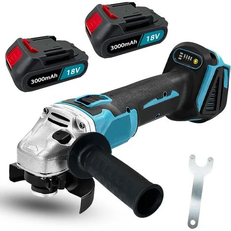 Smerigliatrice angolare a batteria, senza spazzole, 125 mm, utensile per tagliare, smerigliare, lucidare e affilare, con batteria e caricabatterie 2x3,0 A e kit,compatibile con batteria Makita