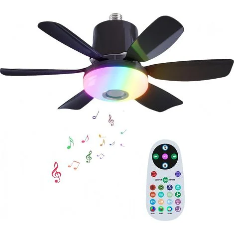 Ventilatore da soffitto con luce, LED dimmerabile che cambia colore, ventilatori da soffitto RGB con lampada integrata, ventilatore a lampadario Ø47CM, altoparlante da soffitto Bluetooth, telecomando