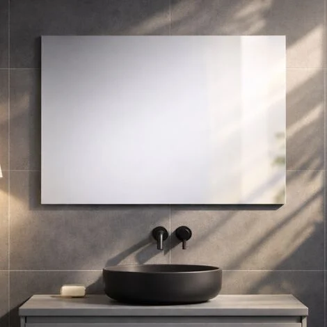 Specchio Da Parete Rettangolare 120X60cm Con Bordo Filo Lucido