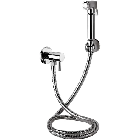 Set relax con doccetta bidet a pulsante, flessibile e rubinetto minimal all cromo