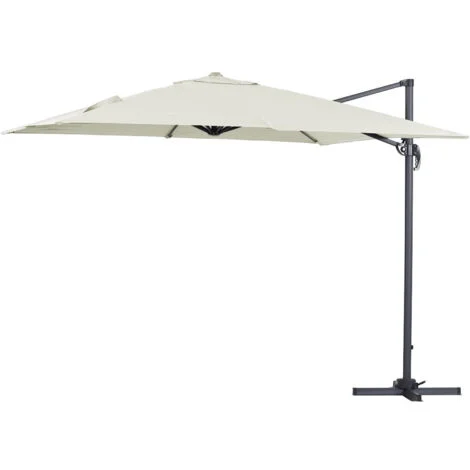Ombrellone da giardino decentrato in alluminio SUN 3 - Quadrato- 3 x 3 m - Ecru