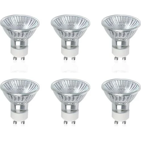 Lampadine alogene GU10, confezione da 6, faretti alogeni GU10 da 50W, AC 220V-240V, 700 lumen, angolo del fascio luminoso di 40°, bianco caldo 2800K, dimmerabili
